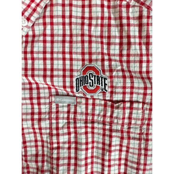Columbia Boys M Ohio State Buckeyes Short Sleeve Button Up Shirt - Picture 2 of 5